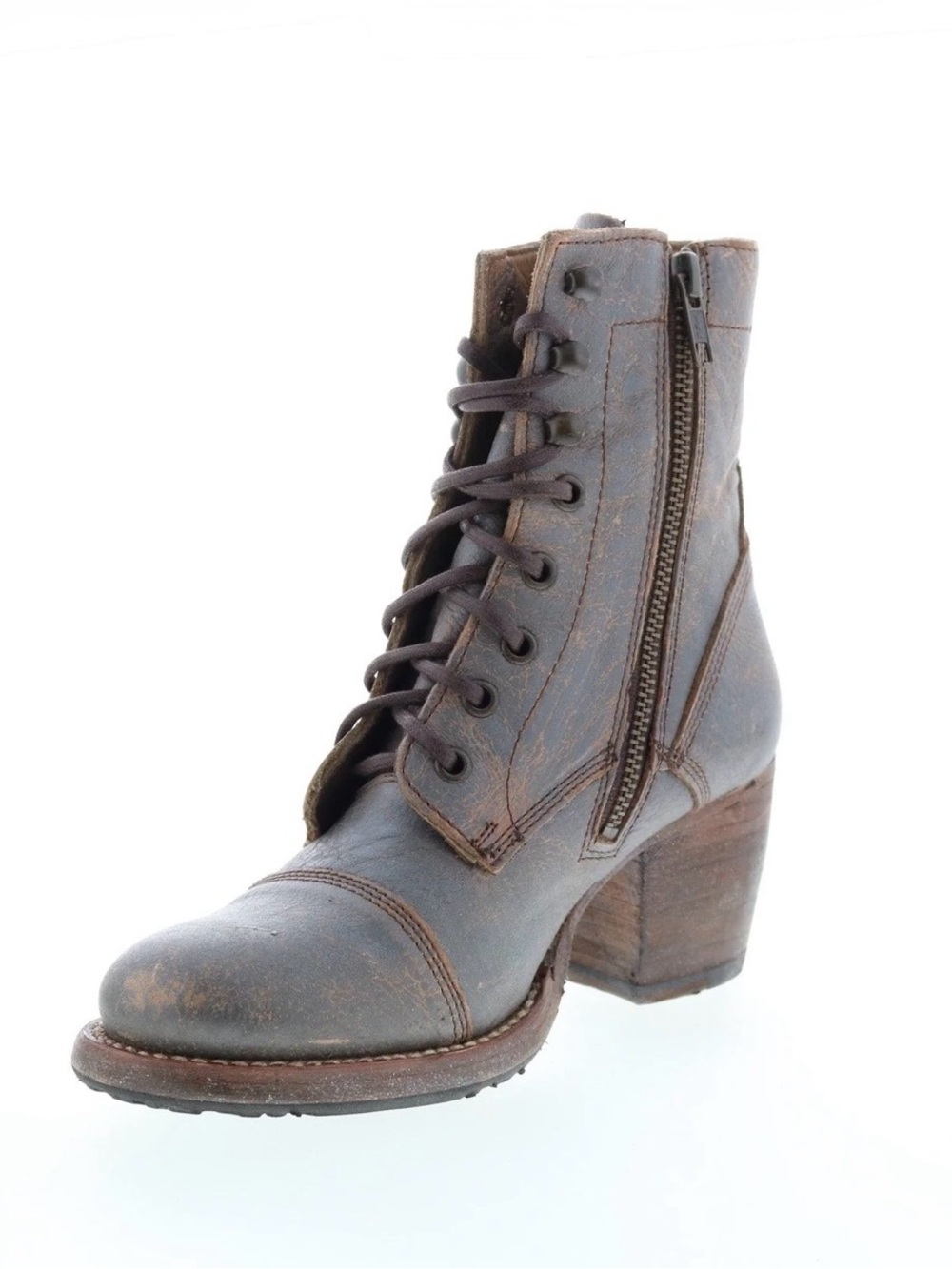 Bed Stu Judgement Lace Up Heeled Boots Grey Size 6.5 - Picture 2 of 13
